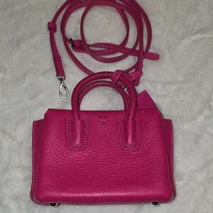 MCM MINI Women's Small Hot Pink Leather Crossbody Handbag